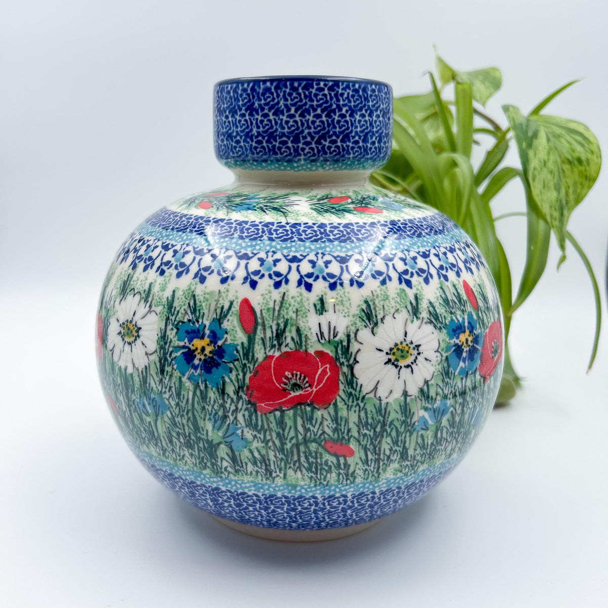  7” vase with floral design Polish fields 