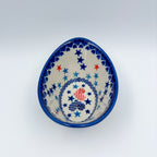 6” Oval Tub Bowl.  Hand crafted Polish pottery stoneware:  UNIKAT Stars and Stripes Pattern