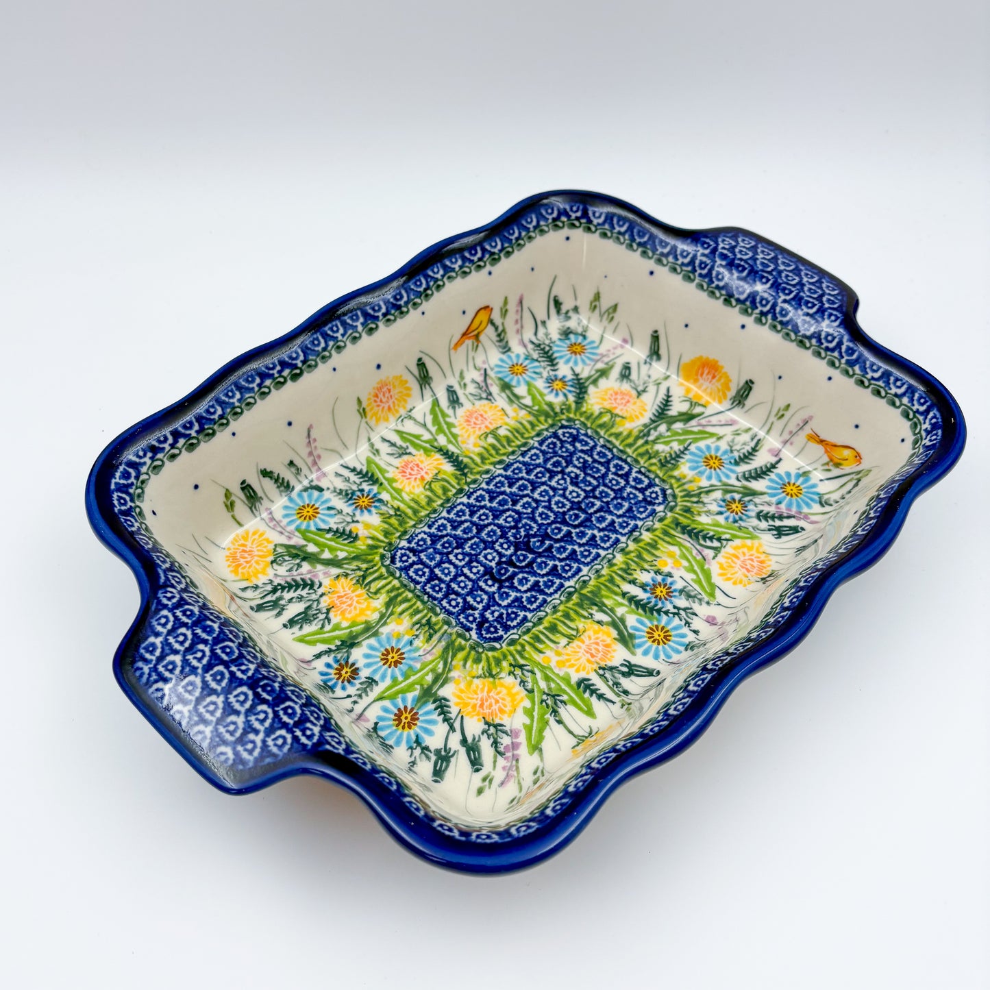 11.6" Baker Ada with Handles. Handmade in Poland.  UNIKAT Songbird Garden Design