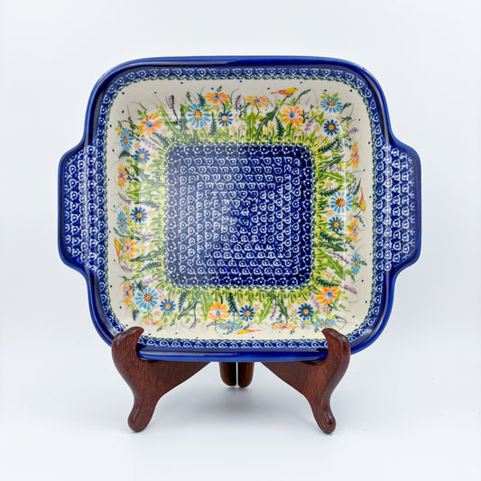 9” Lasagna Baker Handmade in Poland.  UNIKAT Wildflower Meadow Design