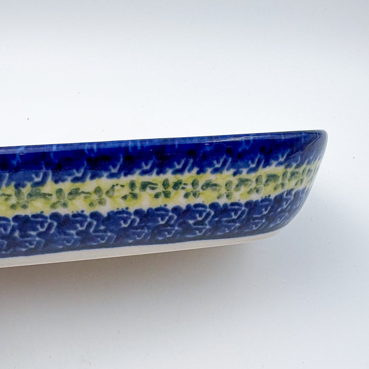 6" Butter Platter.  Handmade Polish pottery.  UNIKAT Tulip Fields