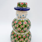 6" Snowman.  Handmade Polish pottery.  UNIKAT Holly Design