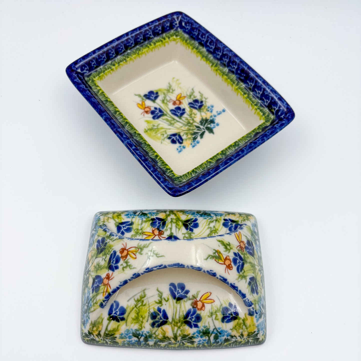 Butter Dish Deep: UNIKAT Bluebell Meadow