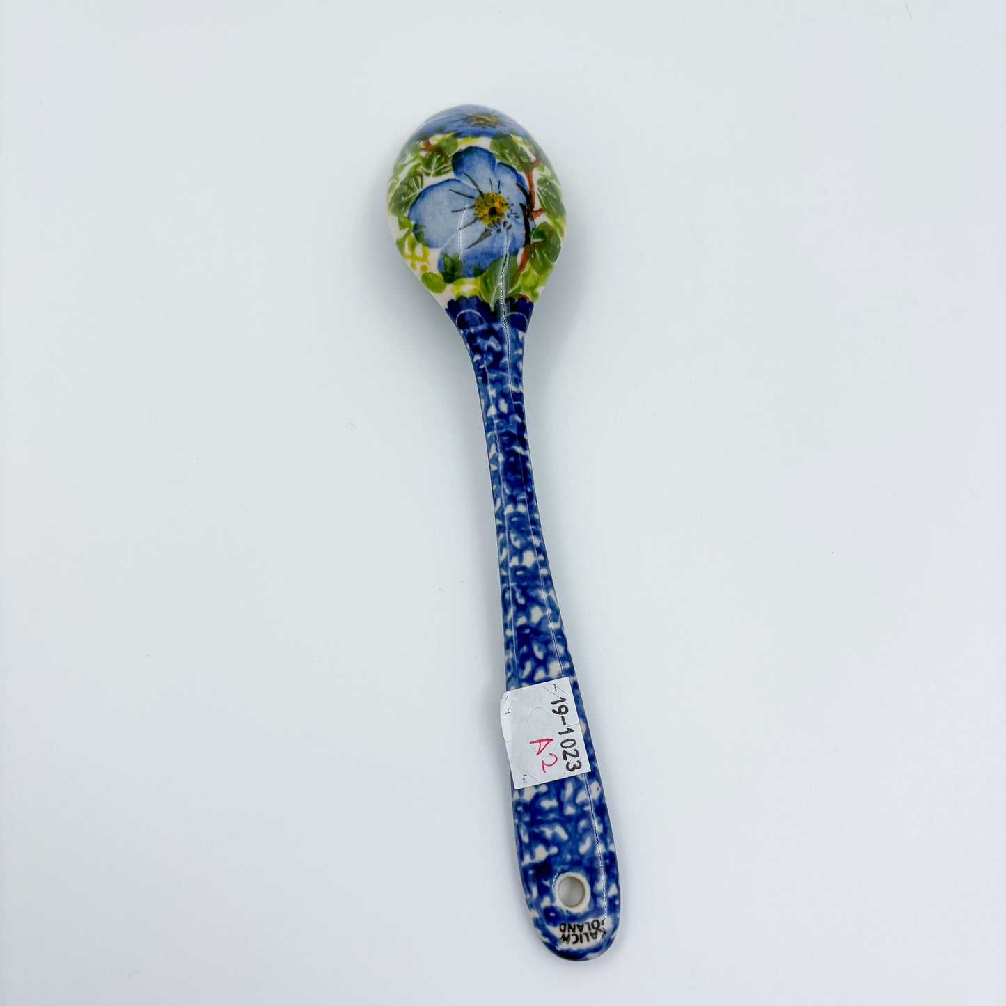 Spoon Lg 8”.  Handmade Polish pottery.