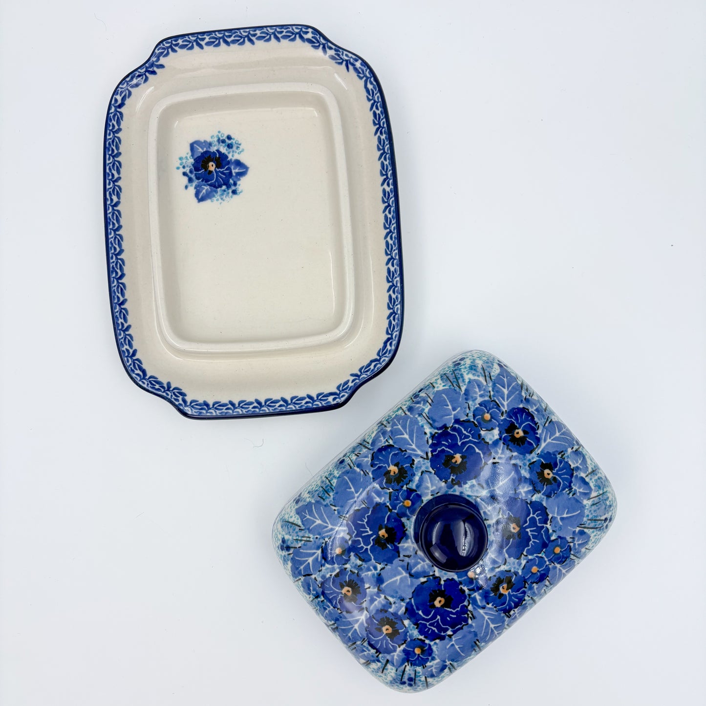 7" Butter Dish: UNIKAT Deep Winter Design