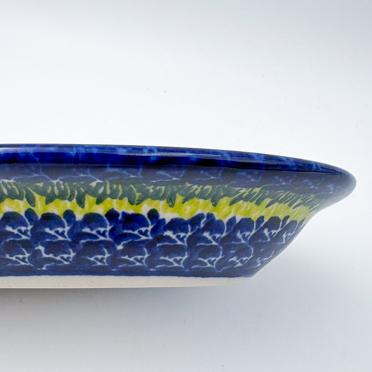 7" Oval Milano Platter  Hand crafted Polish pottery stoneware: UNIKAT Bluebell Meadow Design