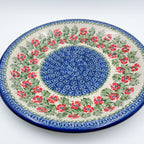 Midsummer Bloom plate, front view showing red flower ring and blue mosaic center
