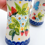 5” Salt and Pepper Shakers.  Handmade Polish pottery.  UNIKAT Strawberry Fields