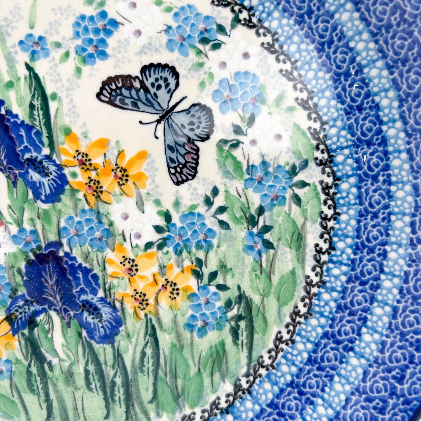 10.5” Plate.  Hand crafted Polish pottery stoneware: UNIKAT Sweet Nectar Design