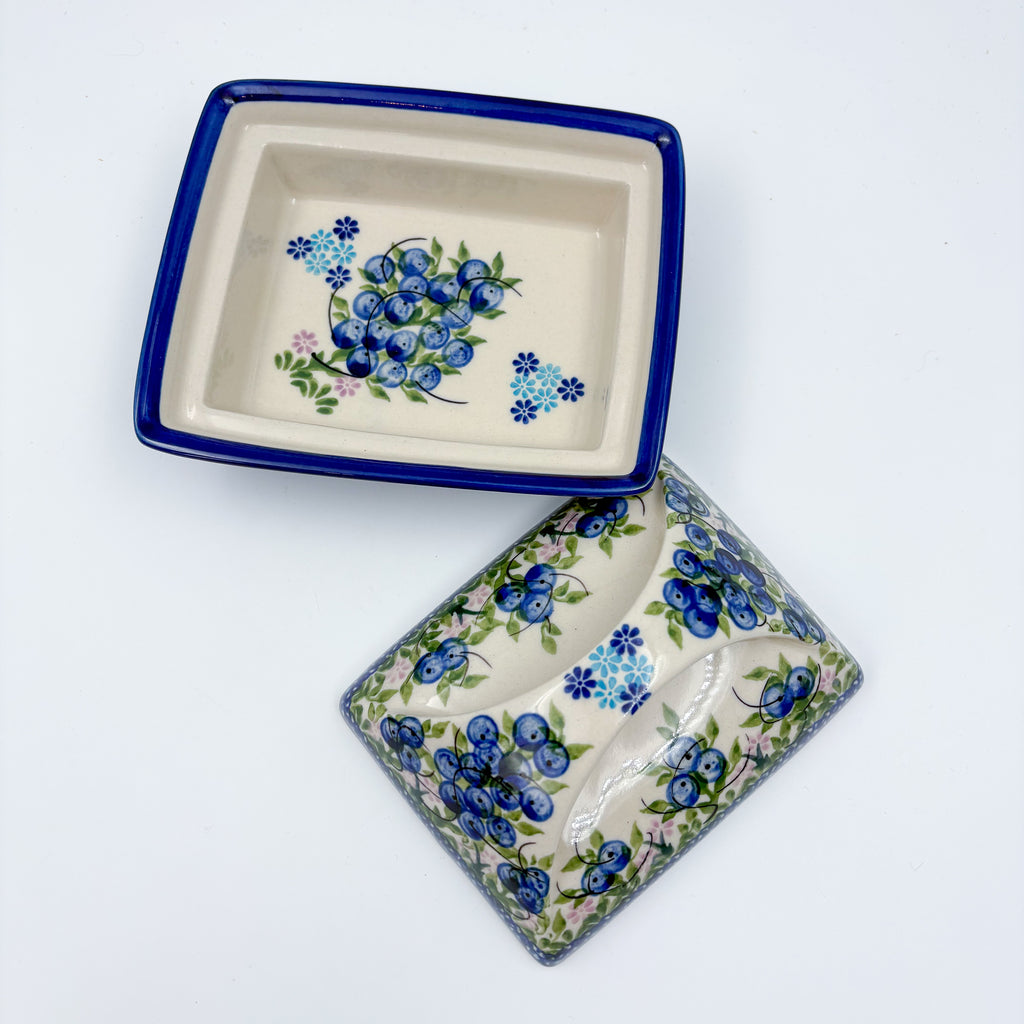 Butter Dish Deep: Hand crafted Polish pottery stoneware: UNIKAT Blueberry