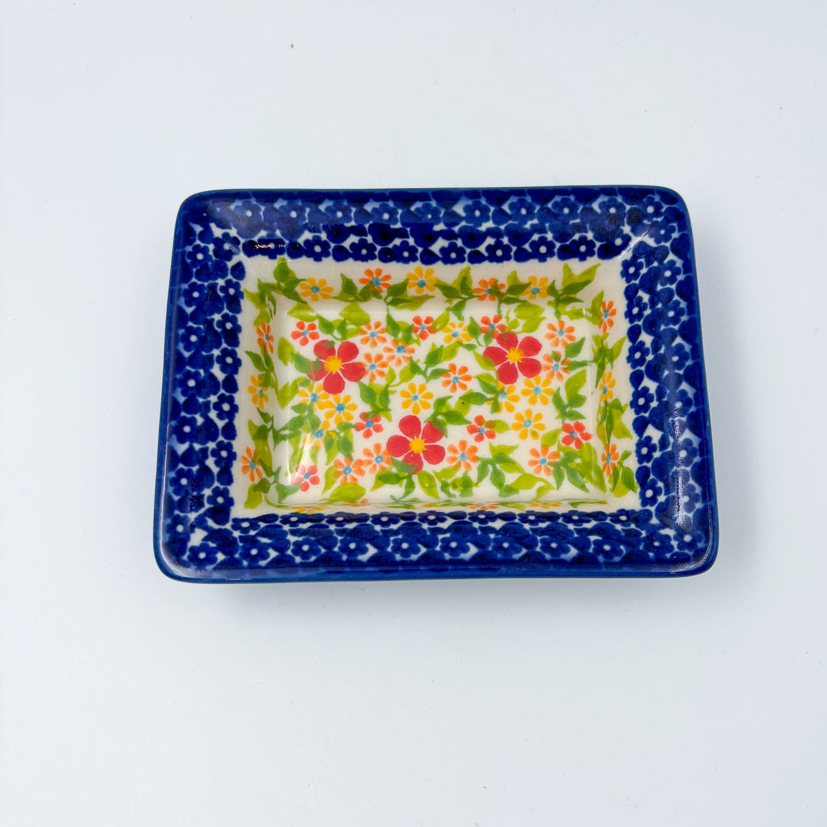 5" Bowl/Petite Soap Dish.  Handmade Polish pottery.  UNIKAT Spring Breeze