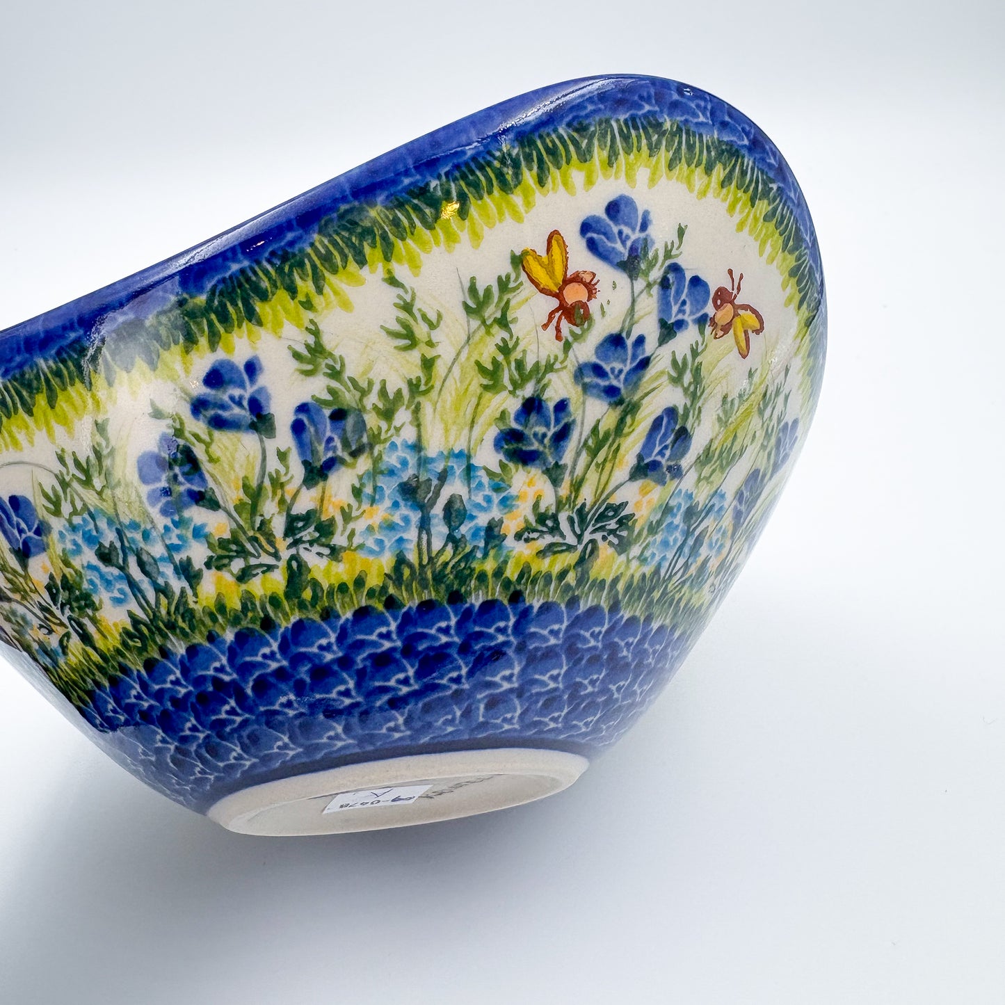 3 Point Bowl.  Hand crafted Polish pottery stoneware:  UNIKAT Bluebell Meadow