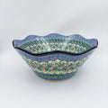 12" Wavy Bowl:  UNIKAT Spring Floral Garland