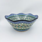 12" Wavy Bowl:  UNIKAT Spring Floral Garland