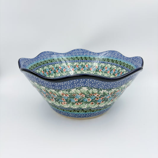 12" Wavy Bowl:  UNIKAT Spring Floral Garland