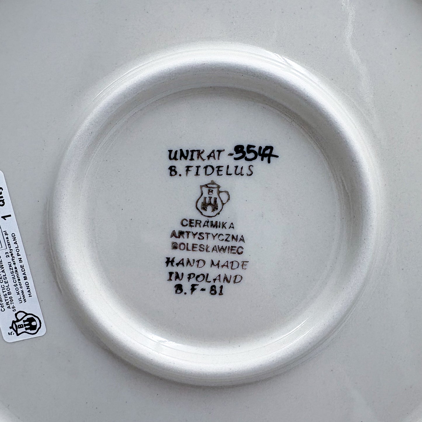 10.5” Plate.  Hand crafted Polish pottery stoneware: UNIKAT Red and Yellow Flowers Design