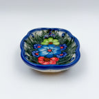 5" Soap Dish.  Handmade Polish pottery.  UNIKAT Forget Me Not Design - Style 1