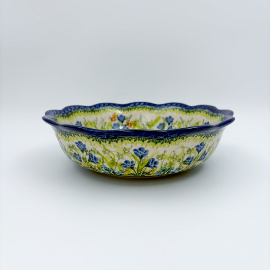 9" Wavy Bowl: UNIKAT Bluebell Meadow Design