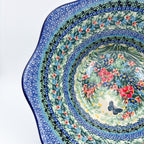 12" Wavy Bowl:  UNIKAT Spring Floral Garland