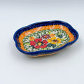 5" Soap Dish.  Handmade Polish pottery.  UNIKAT Tangerine Fields