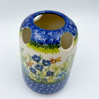 5” Toothbrush/Makeup Holder.  Hand crafted Polish pottery stoneware: UNIKAT Bluebell Meadow Design