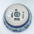 6” Deep Bowl.  Hand crafted Polish pottery stoneware: UNIKAT Blue KISS Blooms Design