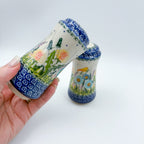 5” Salt and Pepper Shakers.  Handmade Polish pottery.  UNIKAT Wildflower Meadow