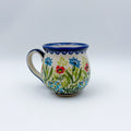 10 oz Bubble Mug. Handcrafted Polish pottery stoneware:  UNIKAT Flower Fields