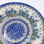 9”  Pasta Bowl.  Hand crafted Polish pottery stoneware: UNIKAT Feathery Bluebells Design