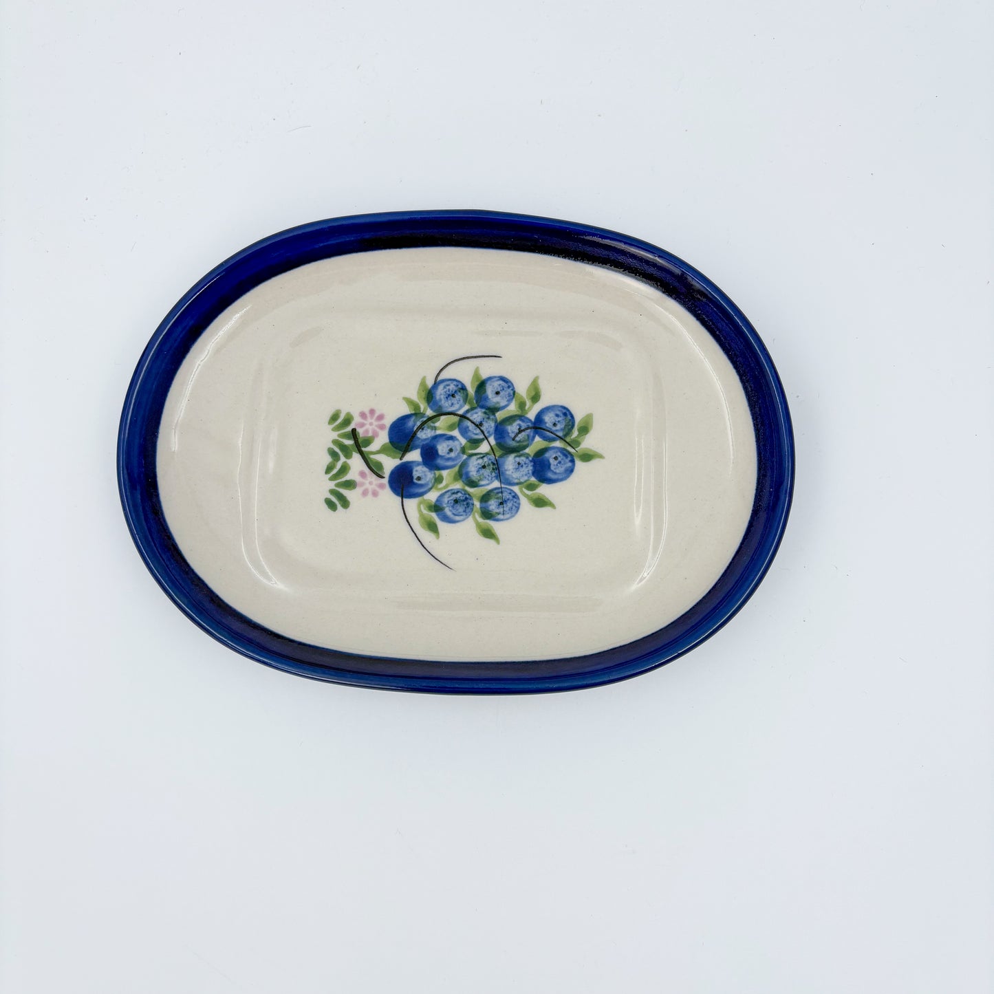 Butter Dish Oval: UNIKAT Blueberry Design