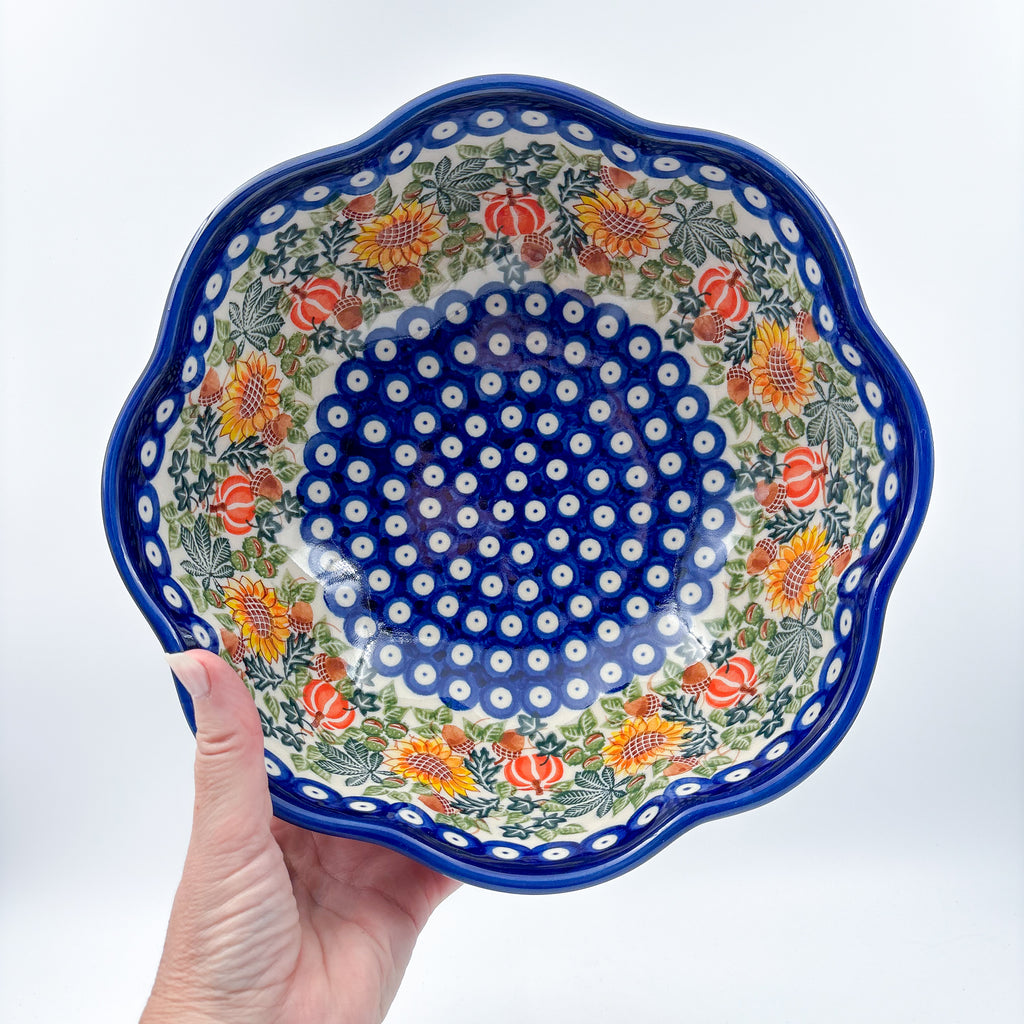 10” Fala Bowl.  Hand crafted Polish pottery stoneware:  UNIKAT Sunflower Meadow Design
