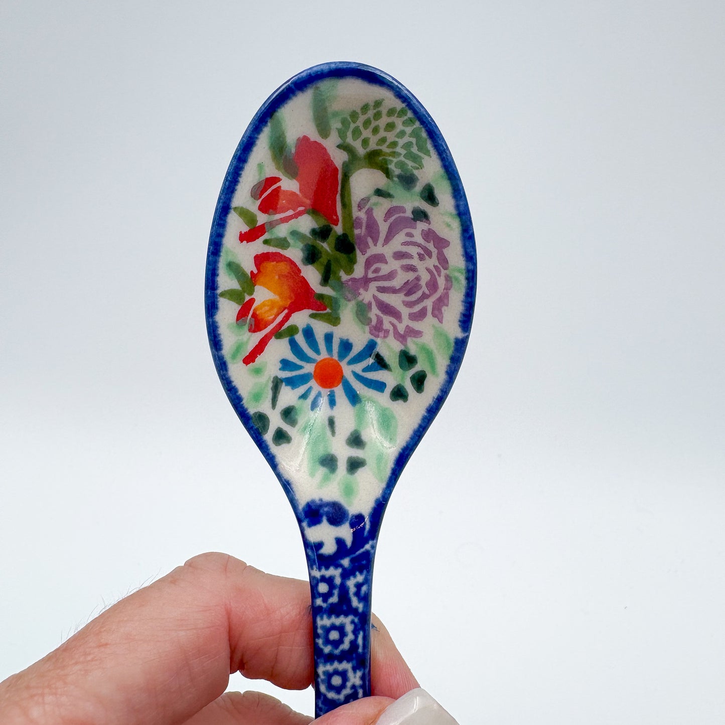 Spoon Lg 8”.  Handmade Polish pottery. UNIKAT Flower Patch