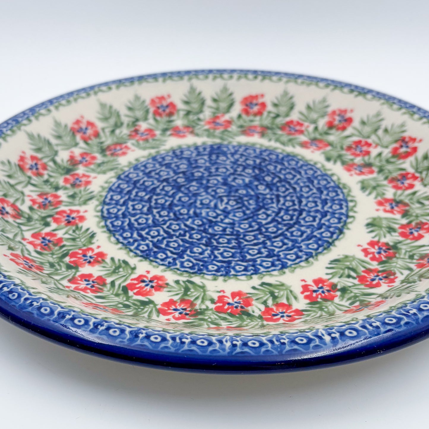 10.28” Plate.  Hand crafted Polish pottery stoneware: Midsummer Bloom Design