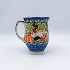 Hedgehog and Pumpkins tulip mug on white background, front view