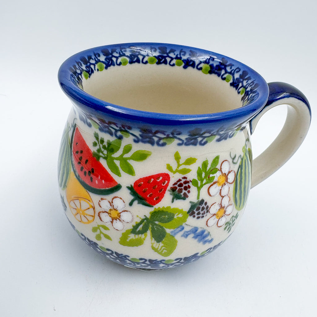 10 oz Bubble Mug. Handcrafted Polish pottery stoneware:  UNIKAT Fruit Basket
