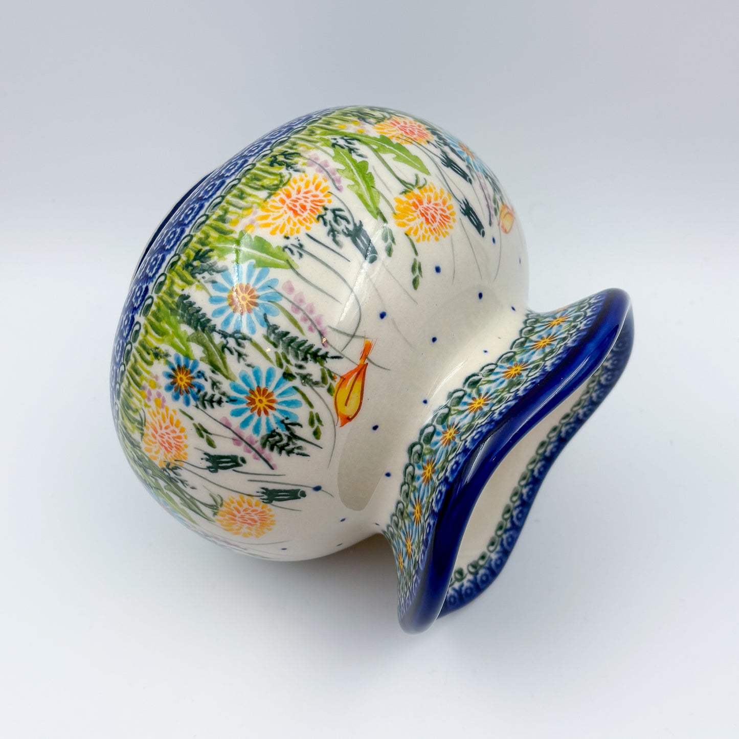 Kula Vase 5.5”.  Handmade Polish pottery.  UNIKAT Wildflower Meadow