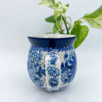 Blue Wildflower bubble mug, front view showing handle and floral pattern