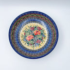 9”  Deep Bowl.  Hand crafted Polish pottery stoneware: UNIKAT Copper Rose Meadow Design
