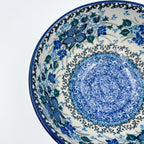 5” Pedestal Bowl.  Hand crafted Polish pottery stoneware: UNIKAT Rhapsody in Blue Design