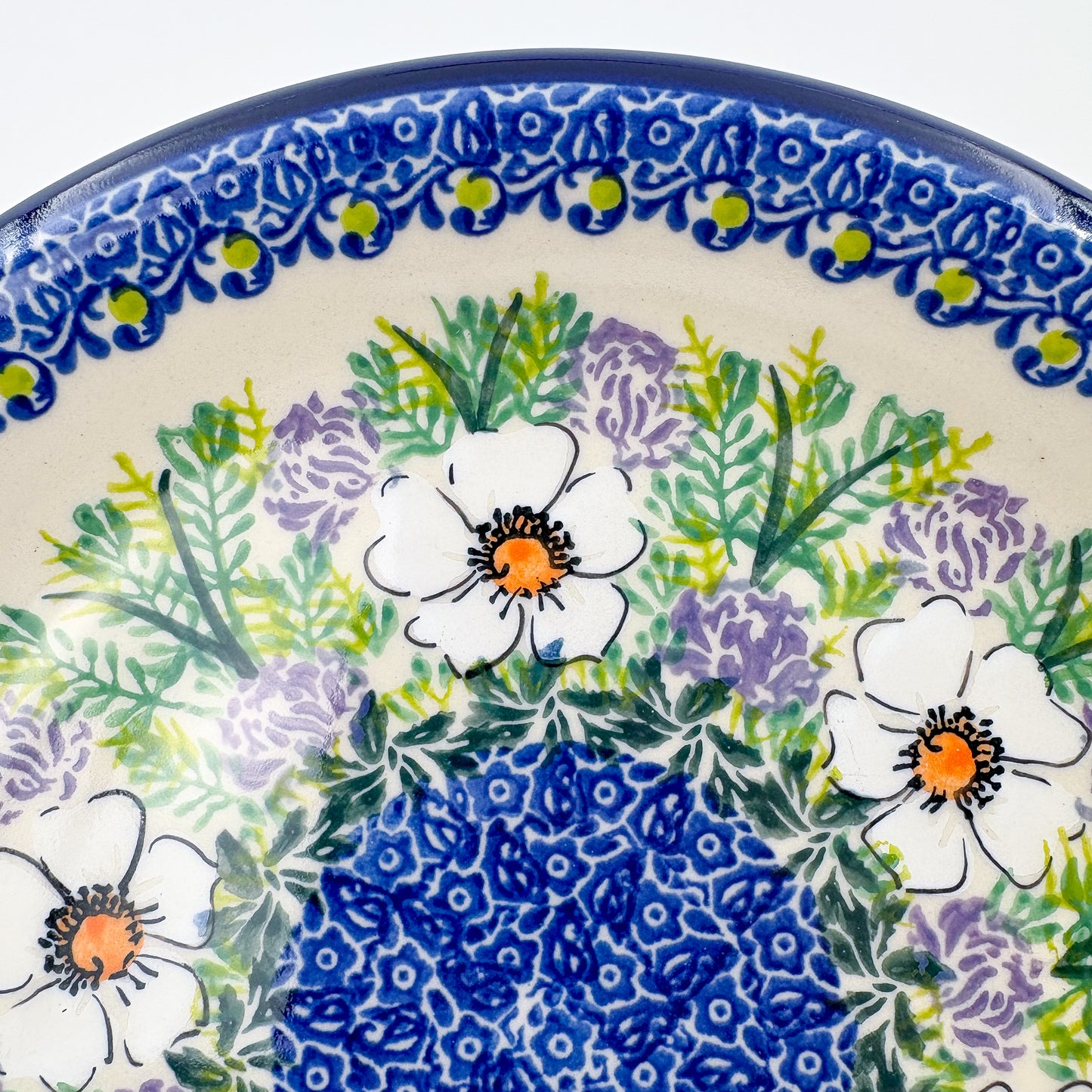10.2” Plate.  Hand crafted Polish pottery stoneware: UNIKAT Primrose Design
