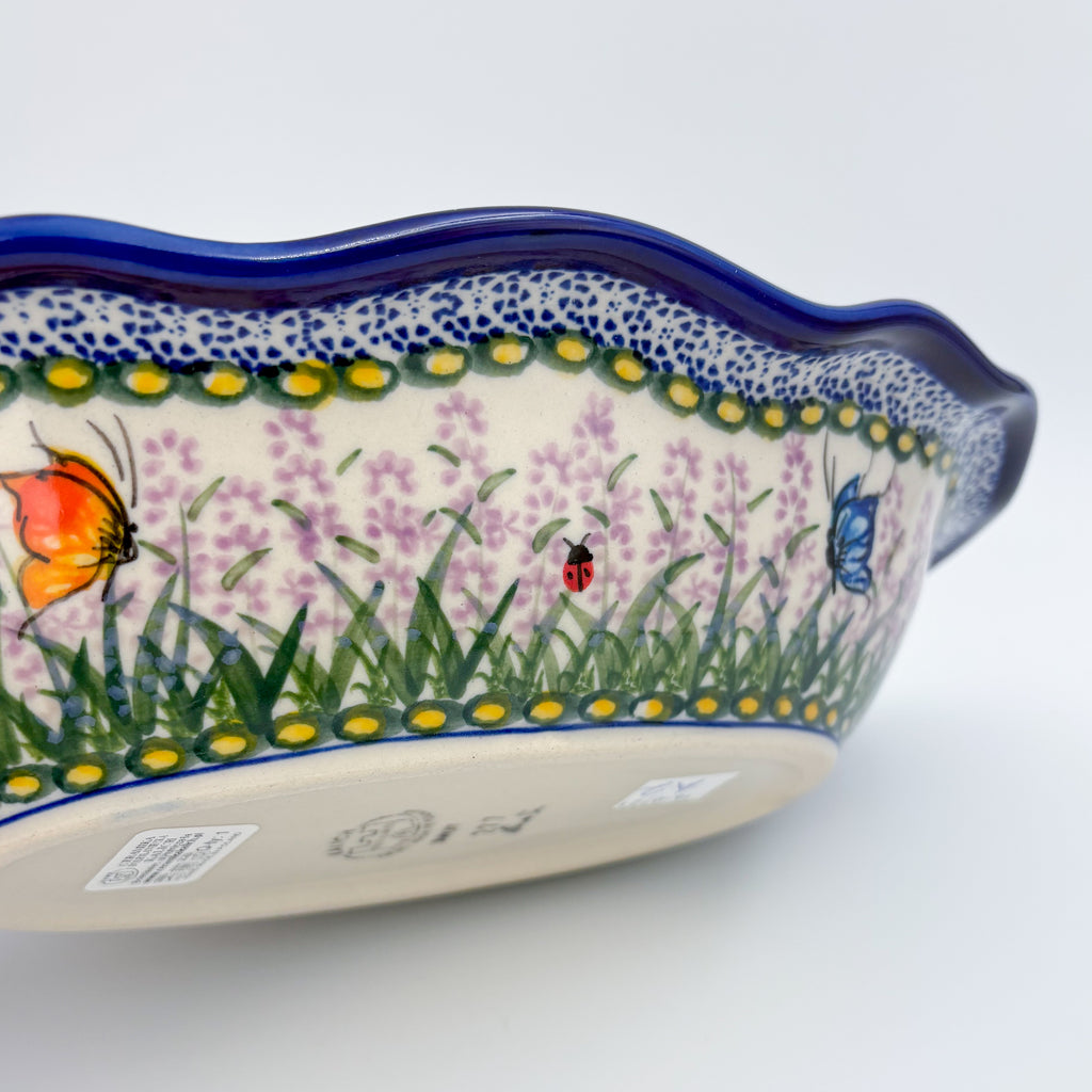 11" Oval Fala Platter  Hand crafted Polish pottery stoneware: UNIKAT Lavender