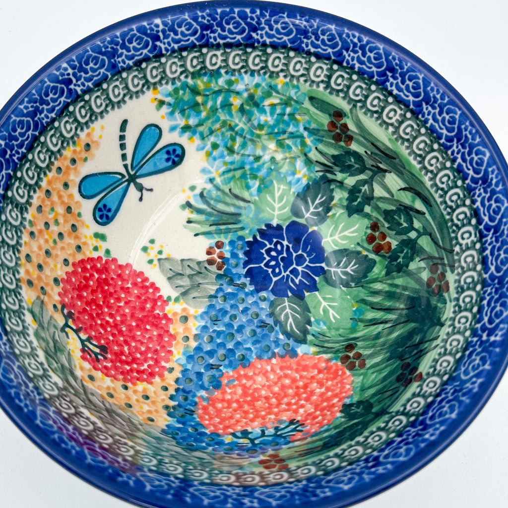 6.57” Stacking Bowl.  Hand crafted Polish pottery stoneware: UNIKAT Garden Delight Design