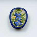 Spoon Rest 5”.  Handmade Polish pottery.  UNIKAT Blue Poppy Songbird