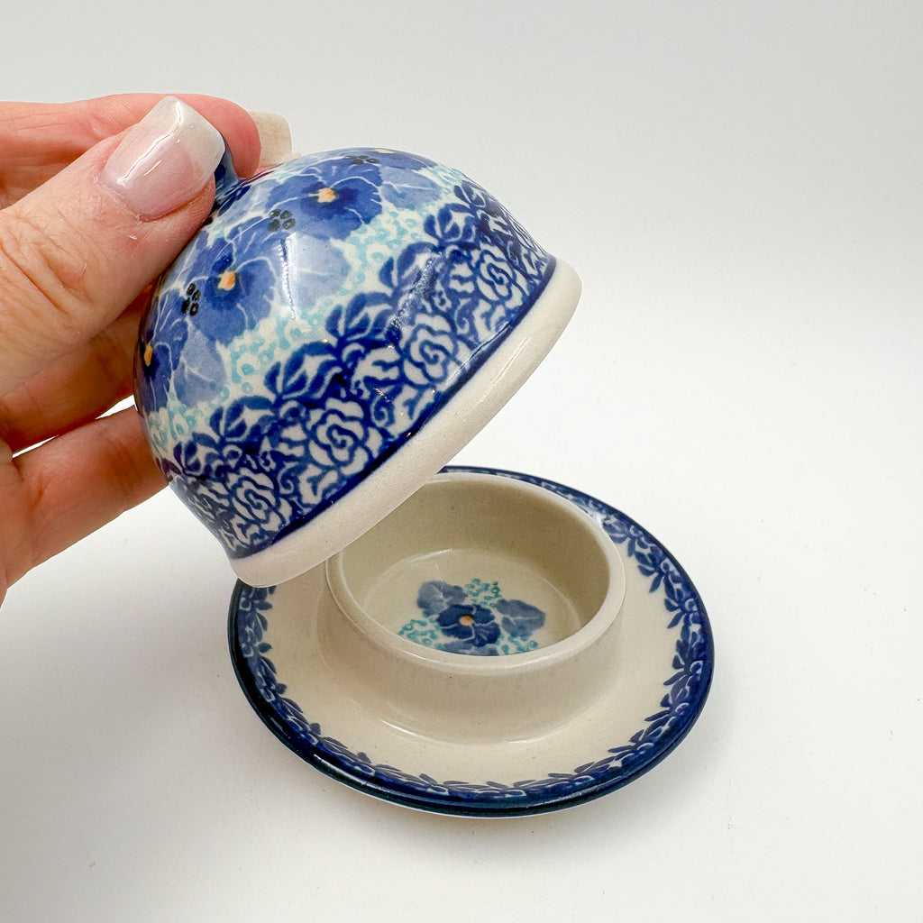 4" Butter Dish Handcrafted in Poland: UNIKAT Deep Winter Design