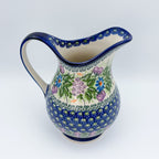 37 oz. Pitcher.  Hand painted Polish pottery stoneware.  UNIKAT Floral Garden