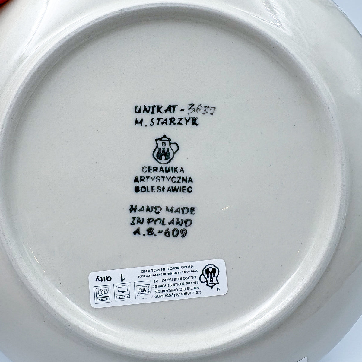 UNIKAT Deep Winter plate, bottom stamp signed M. Starzyk Ceramika Artystyczna Boleslawiec Unikat