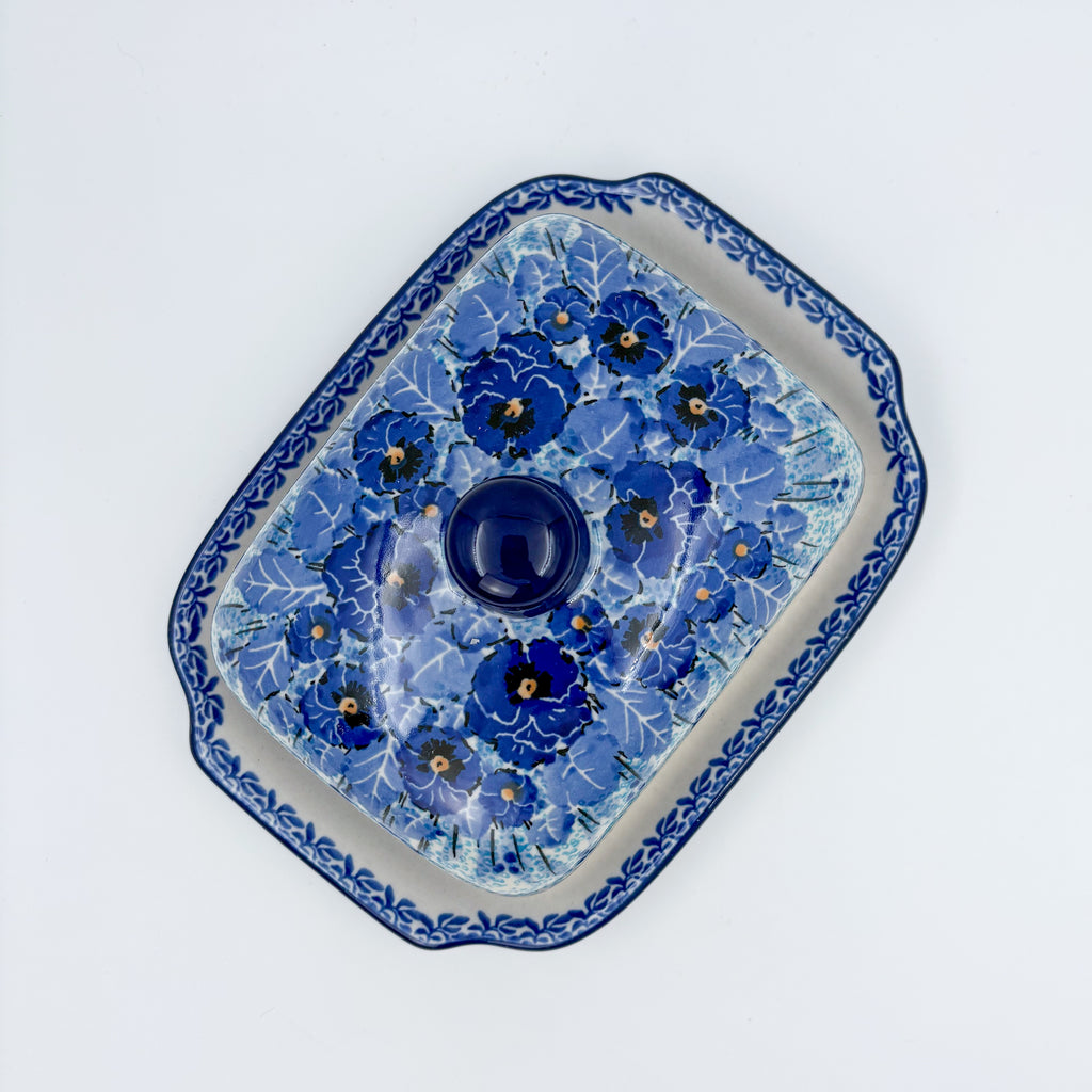 7" Butter Dish: UNIKAT Deep Winter Design