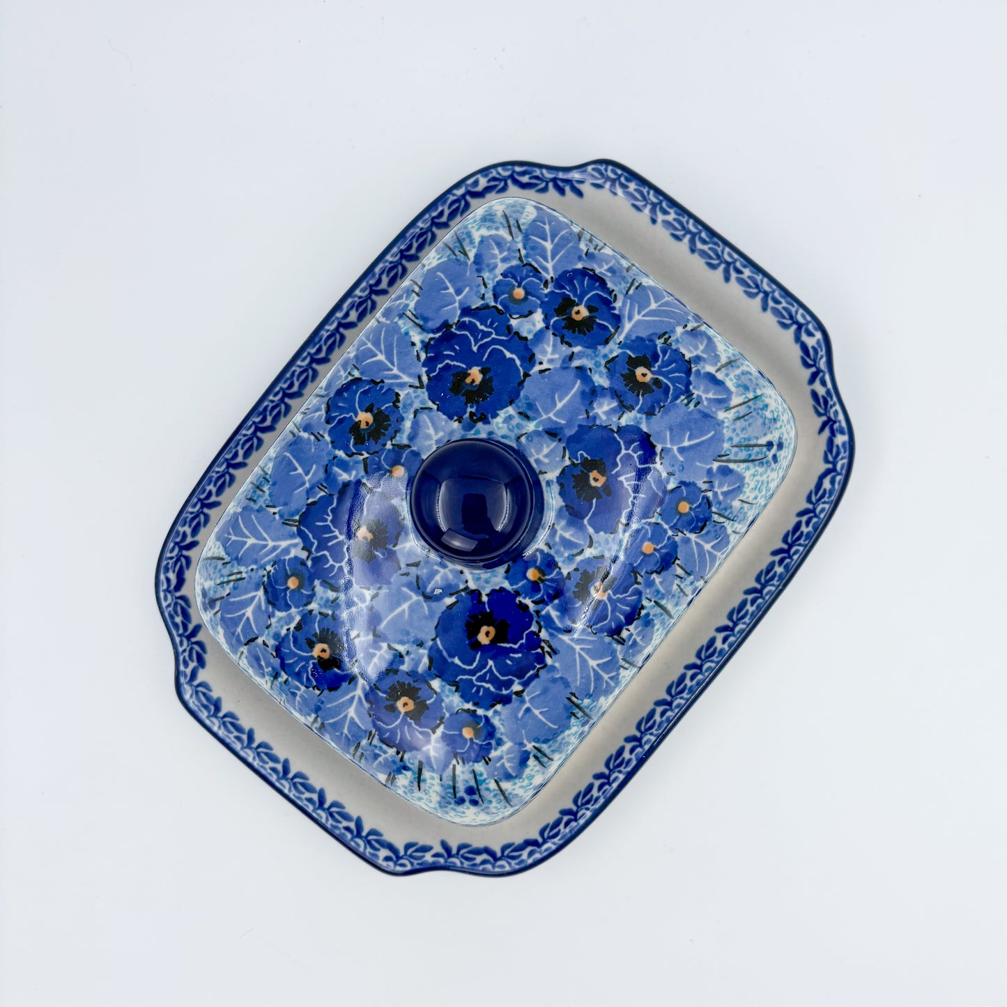 7" Butter Dish: UNIKAT Deep Winter Design