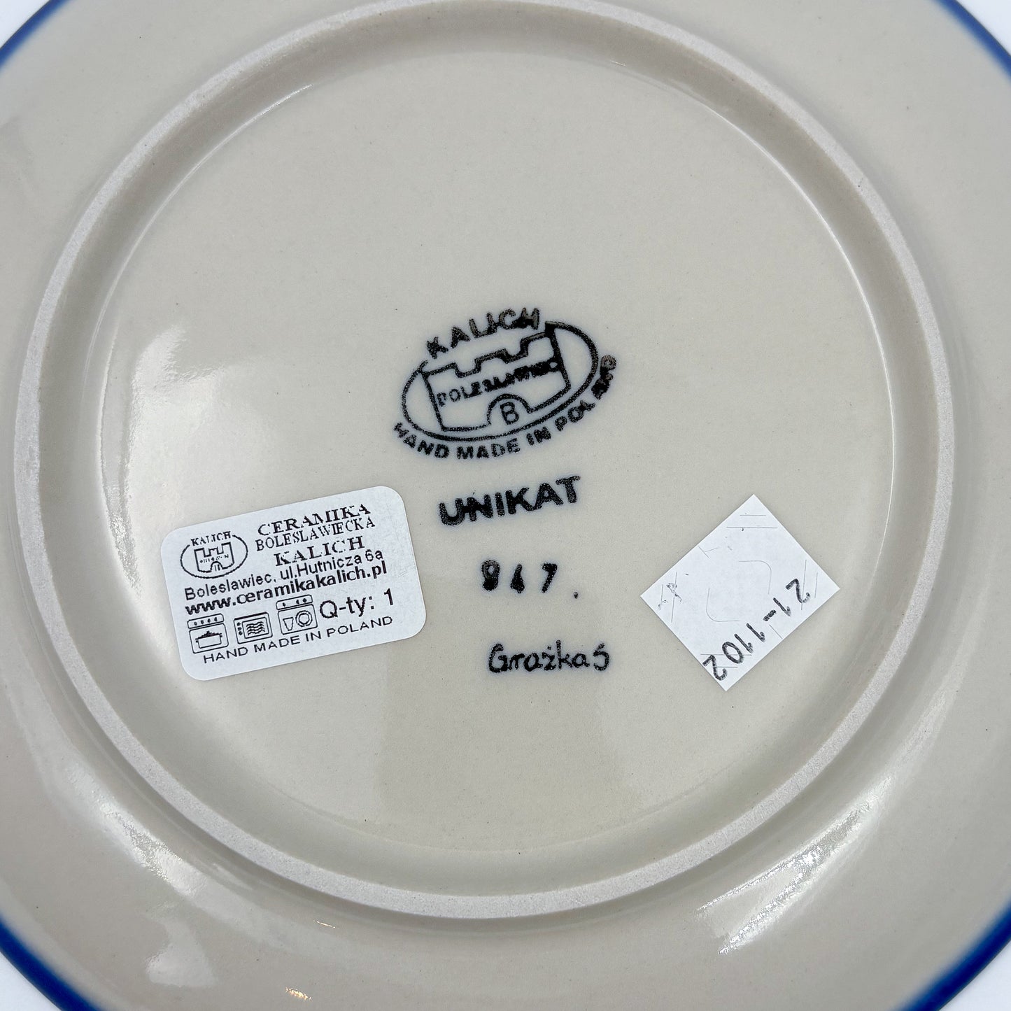 7.5” Plate.  Hand crafted Polish pottery stoneware: UNIKAT Meadow Breeze