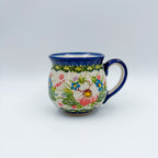 Pink Ruffle bubble mug on white background, front view